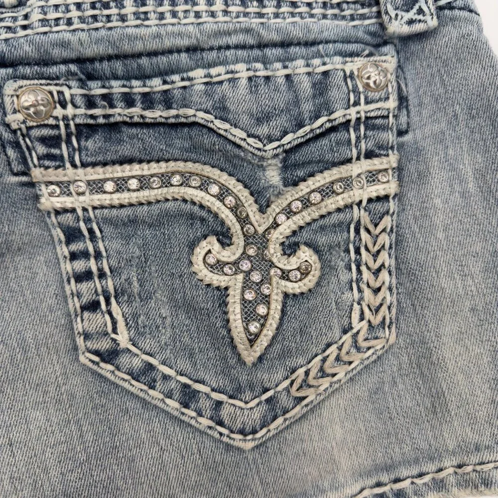Rock Revival Vivian Women’s Distressed Shorts Size 27 Light Wash Grunge Stretch - Picture 16 of 16